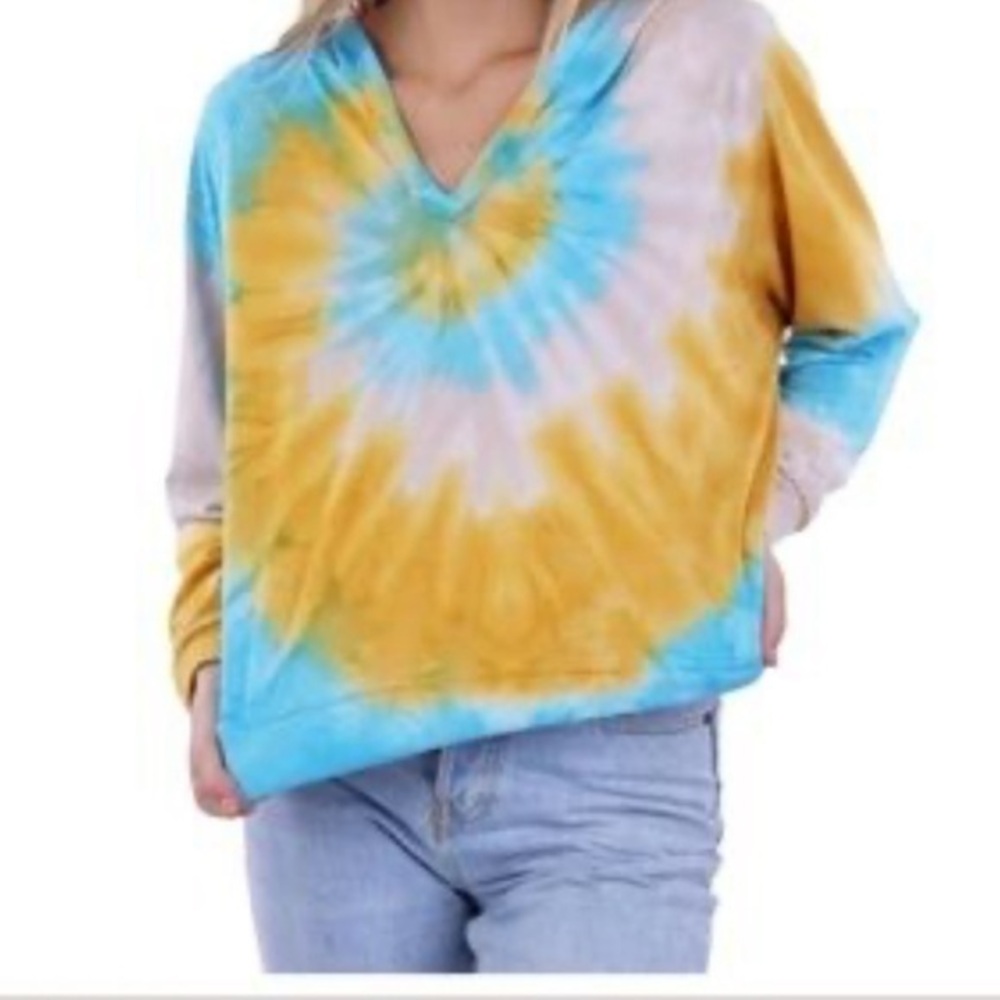 Vibrant Tie-Dye V-Neck Hoodie